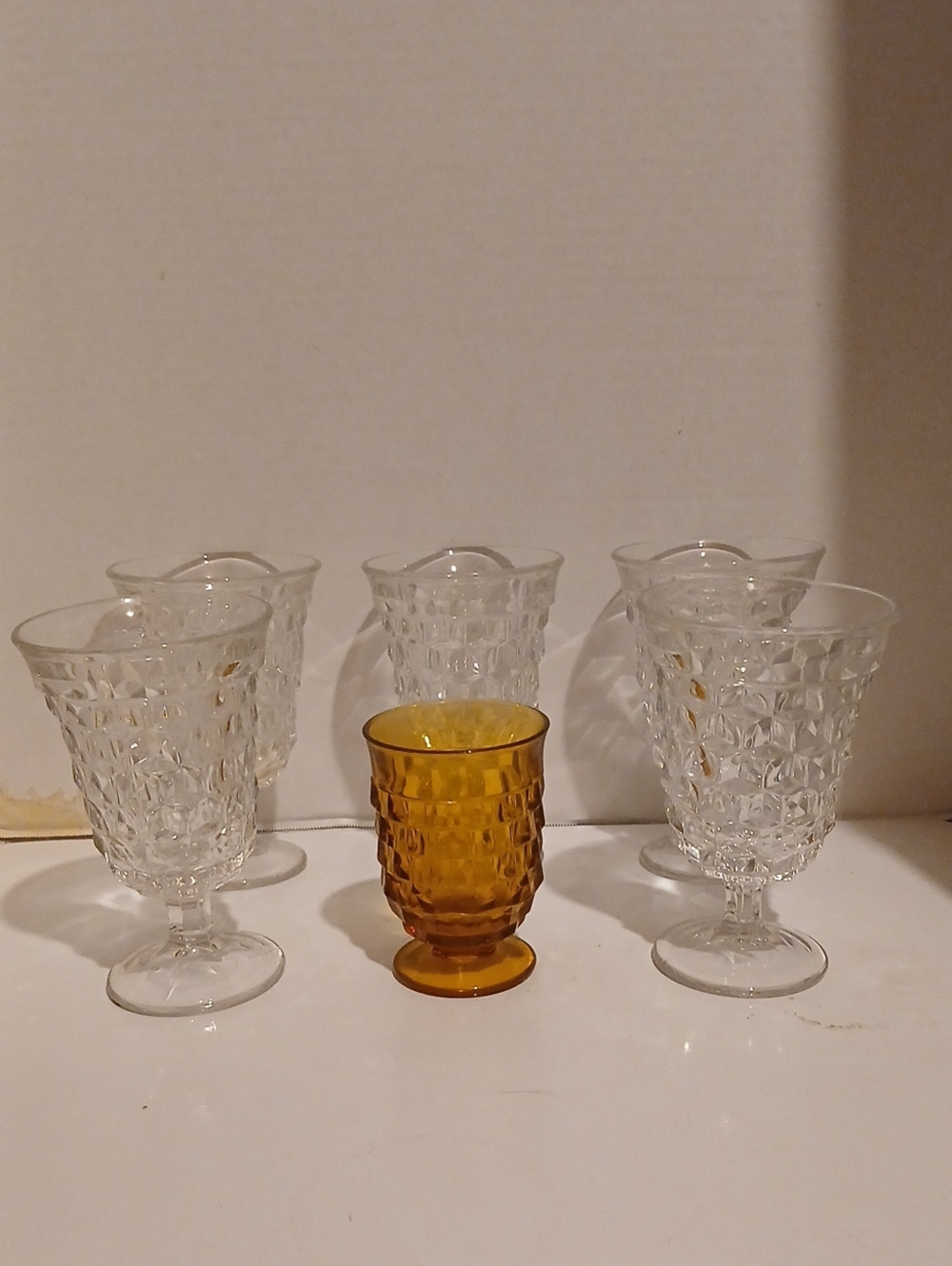 6 Vtg Fostoria American Wine Water Goblets